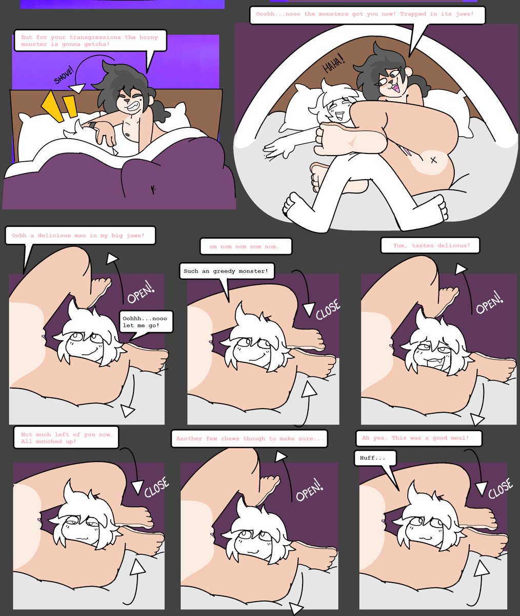 Symbolaga's tweet photo. Pretend vore, a redo of a few old comics I made a few years ago showing what you can do irl . That you don't have to find something gross or lose your creative/fun side just because you're an adult now. https://t.co/CqXhXhOp0z