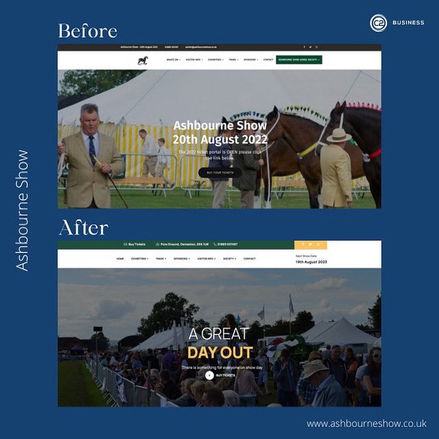COUNTRY SHOW SITE REFRESH 
We’ve been working with <a href="/ashbourneshow/">Ashbourne Show</a> 
for a number of years now, but for 2023 we’ve given their #website a complete over-haul. 
Here’s a little homepage comparison &amp; we’re extremely pleased with the end result. #webdesign 
ashbourneshow.co.uk