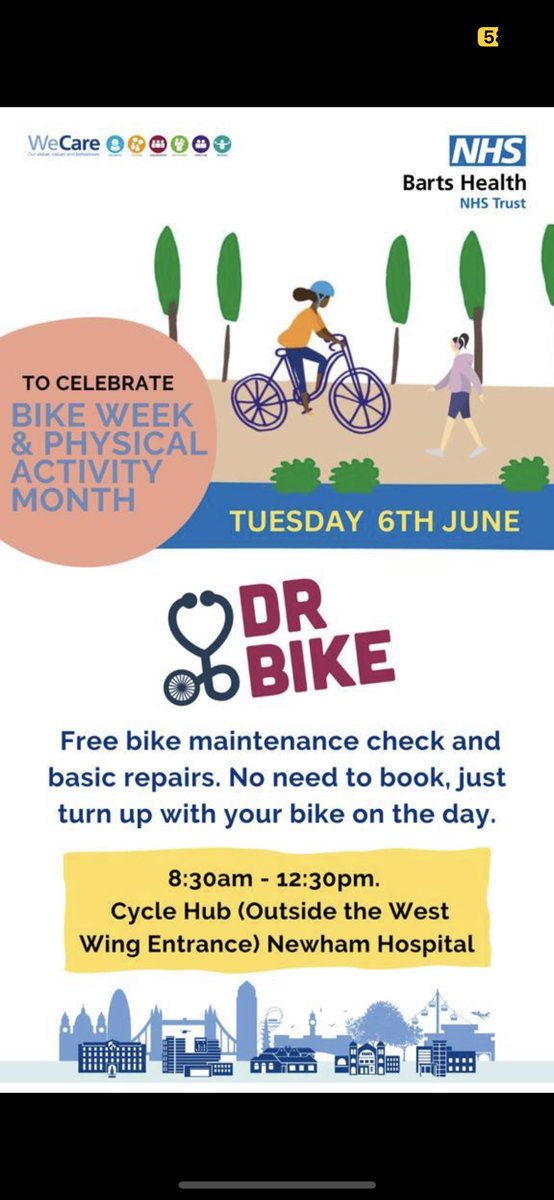 Thank you to @SustransLondon @pbltamuno @mirela_0201 for organising a very popular #DrBike as part of #ActiveTuesdays #LetsGetPhysical month of June @JohnMoMidd @MMagbagbeola @simonashton @NewhamHospital @AAttfield @JKBartsHeart @JustinPNHS