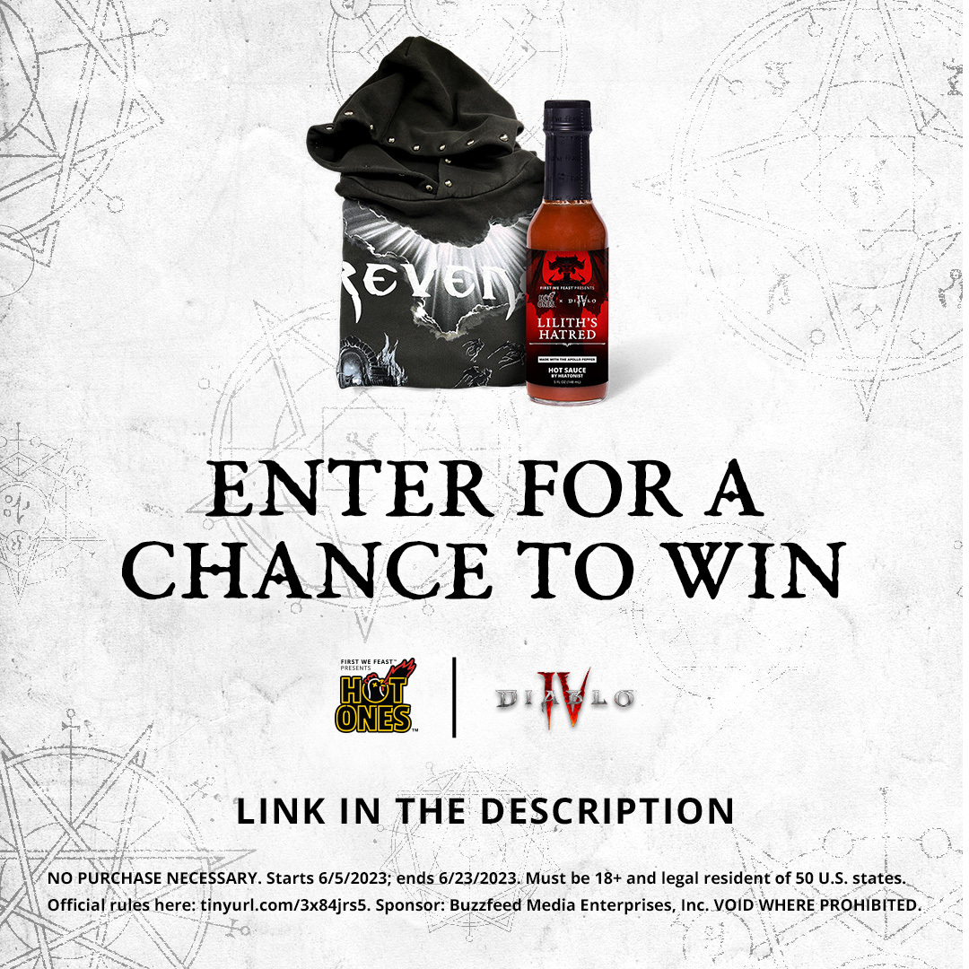 firstwefeast's tweet image. 🔥 Find out what @Diablo IV class you are and enter our #sweepstakes for a chance to receive some spicy loot — one of 666 Diablo IV x @firstwefeast hot sauces and custom hoodies with Revenge.

Enter here: 
complex.com/diablo-quiz

#Ad #DiabloIV