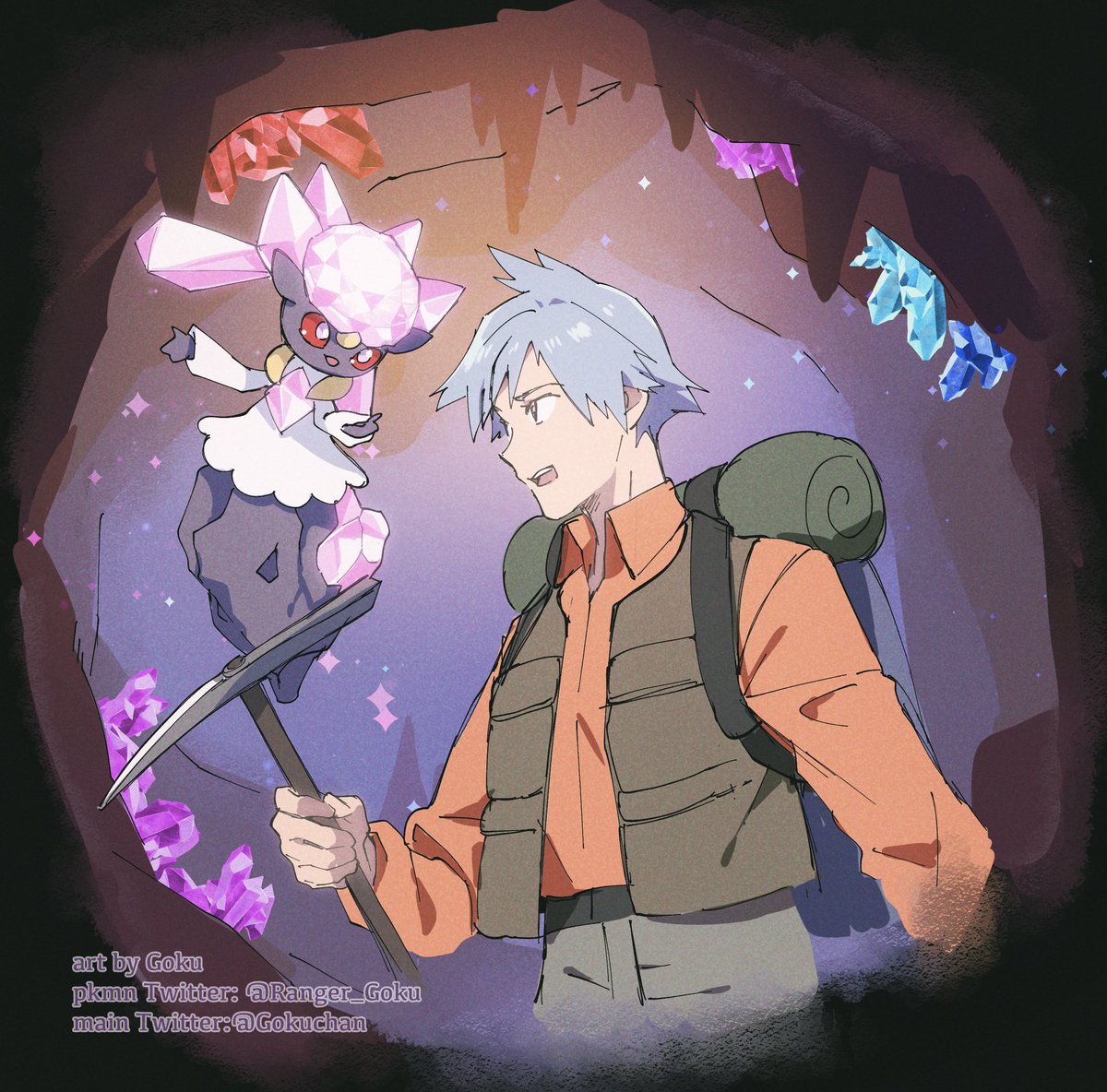 In our lore #Diancie is Steven’s guardian and I felt very very inspired by the Hidden Gems season, so I quickly made this 🩵💖💎
—
#ダイゴ #ディアンシー #StevenStone