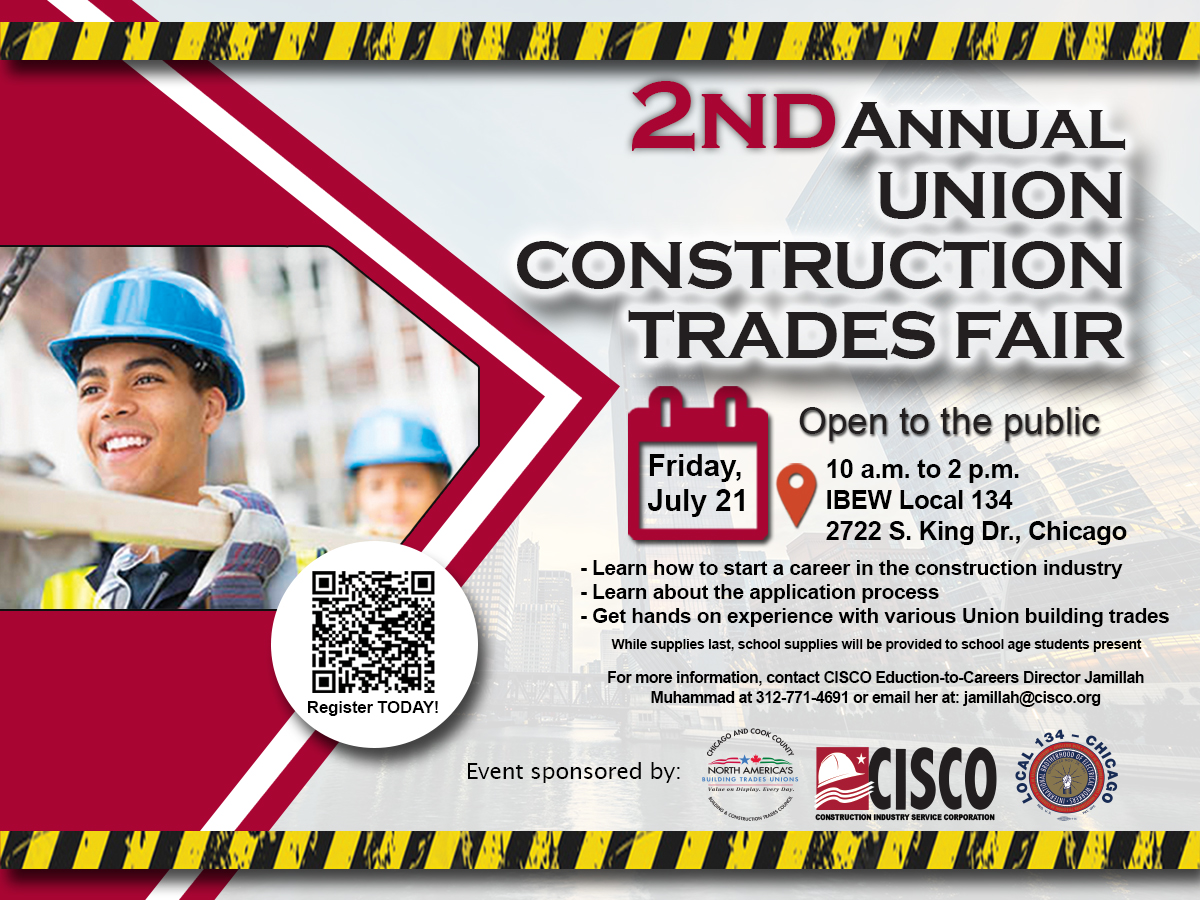Inspiring the next generation of tradespeople! Come chat w/Union reps July 21 about endless opportunities in the construction trades. From welding to electrical work, there's something for everyone.
Register here: tinyurl.com/bdhbvb8c
#Apprentice #FreeCollege #ConstructionJob
