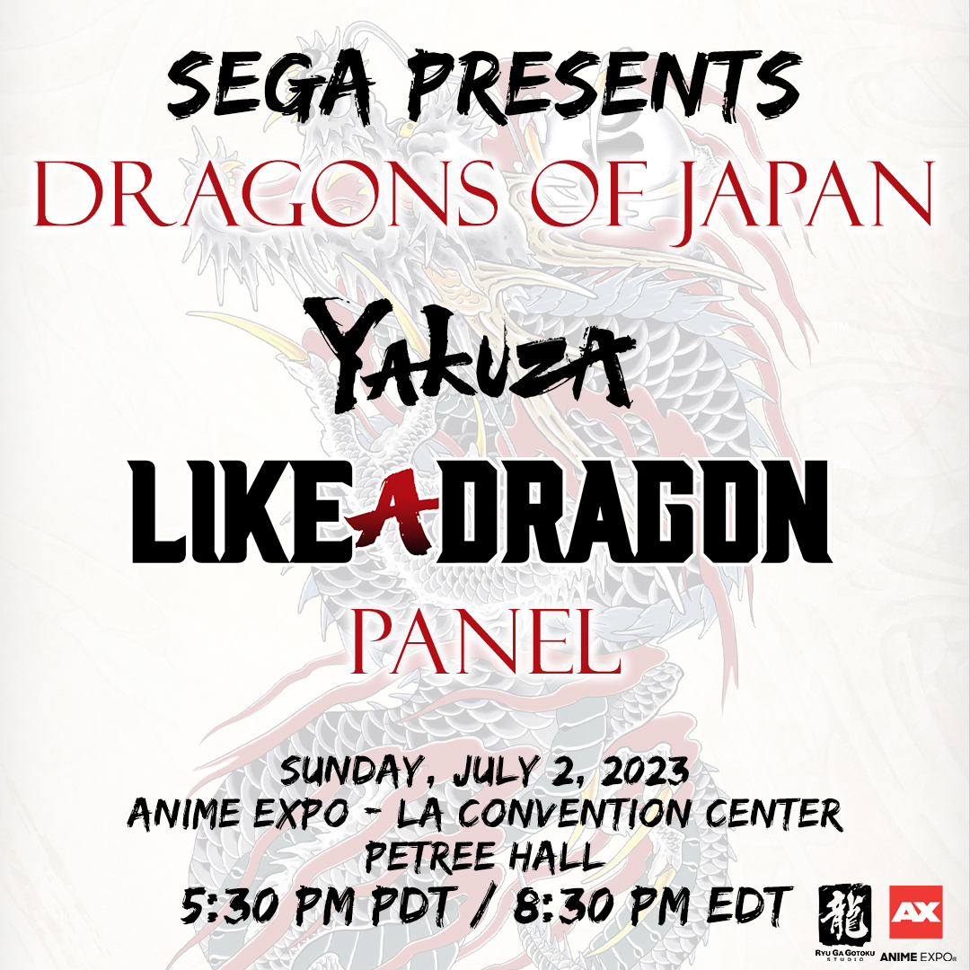 Join the first-ever RGG Studio panel at Anime Expo for an hour-long chat with extra special panelists (to be announced). Let us know your questions you'd like answered!

🐉 Sunday, July 2, 2023
🐉 Anime Expo – Los Angeles Convention Center / Petree Hall
🐉 5:30 PM PDT

#AX2023