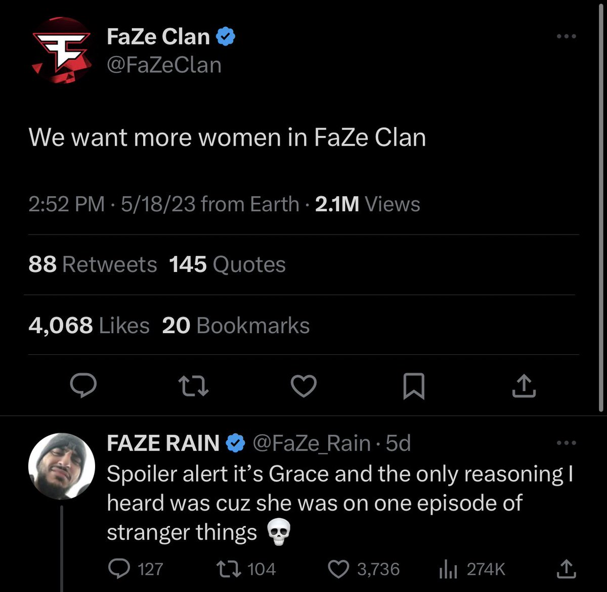 dougdagnabbit's tweet image. I think the issue people have with the FaZe signing is that they seemingly baited women into believing they had a chance to be signed by FaZe with this tweet when the reality was they didn’t have an open spot because it was already taken by Grace.