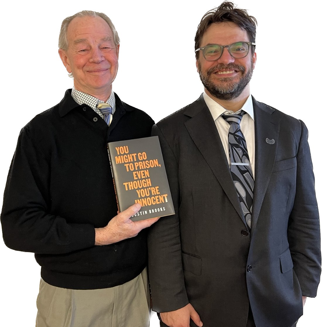 AKinnocence's tweet photo. Legal Director Bill Oberly and Interim Executive Director Jory Knott of the Alaska Innocence Project are super fans of the new book by @JustinoBrooks  Discounted through the end of May - get it while you can! https://t.co/0YcLwMvKAr