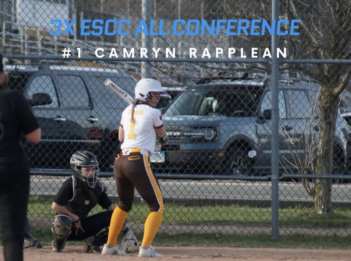 Congratulations to Senior Outfielder Camryn Rapplean on receiving ESCC All-Conference recognition! @CamrynRapplean