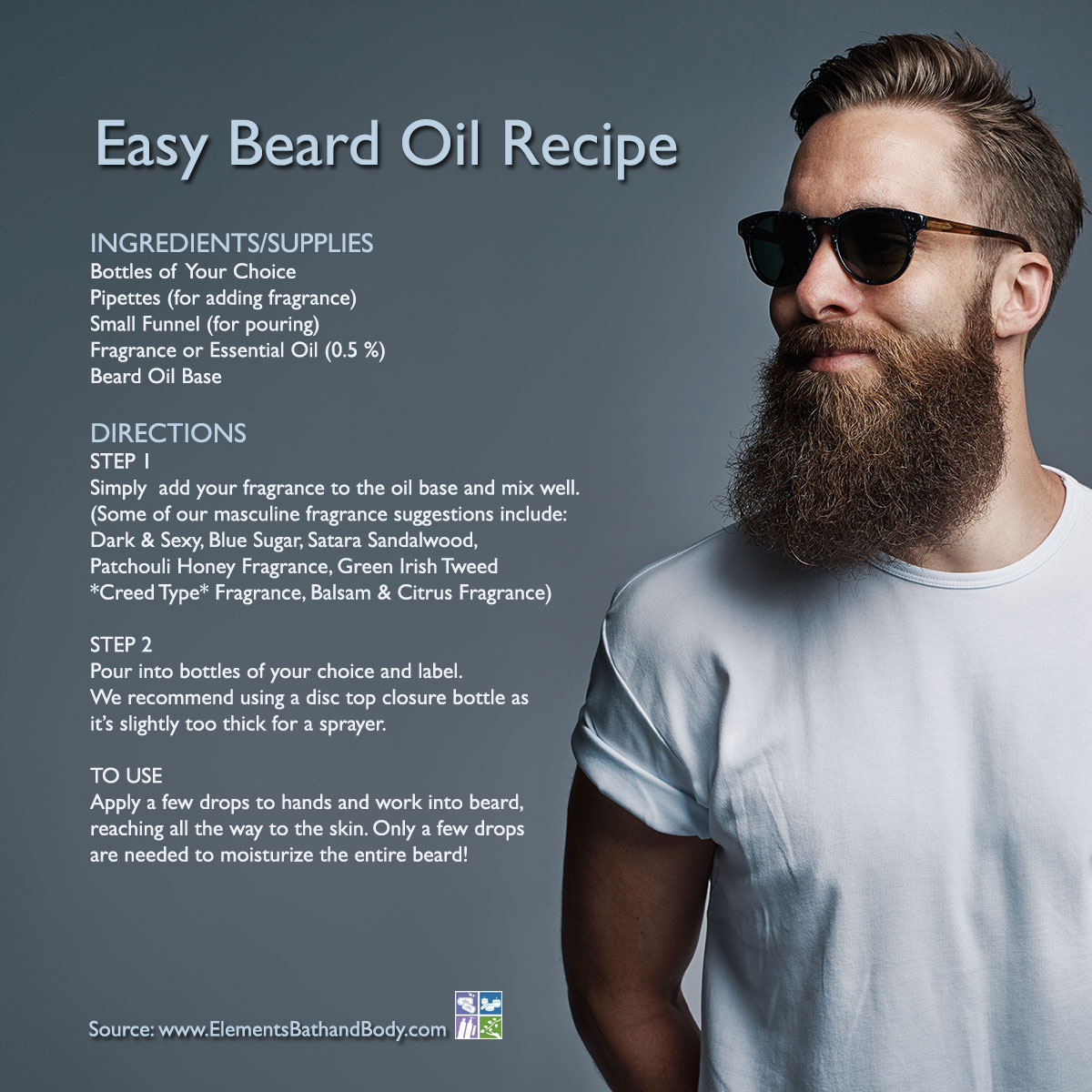 ElementsBB's tweet image. EASY RECIPE: Use our pre-mixed Beard Oil Base and make beard oil customized with any scent you choose! 🧔🧔🏿🧔🏻🧔🏼🧔🏾

Find this tutorial in our Learning Center at 👉learning.elementsbathandbody.com/tutorial/beard…

💜💙💚

#homemadebeardoil #soapmaking #soapmaker #homemade #handmade #beardoilrecipe