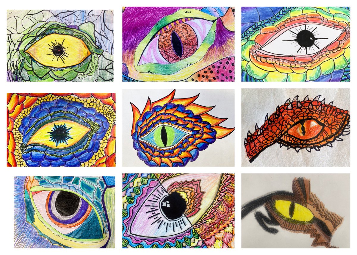 Our final art project for 4th and 5th grade 😍🎉 Amazing Eyes! The goal was to build our texture and color palette skills. These are just a few of the beautiful pieces our Lee artists created!❤️🎨 <a href="/NetZeroLee/">Richard J. Lee Elementary</a> #rjlyear9
