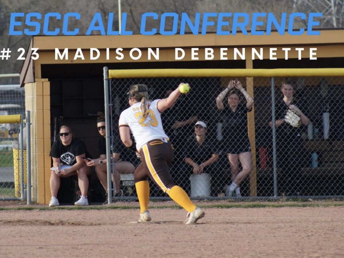 Congratulations to Senior Pitcher Madison DeBennette on receiving ESCC All-Conference recognition! @mdebennette