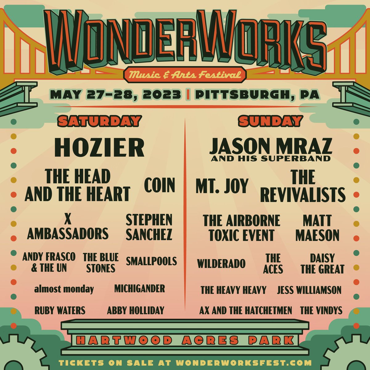 Grateful to announce that No Cover Magazine will be doing media coverage of WonderWork's Music & Arts Festival in Pittsburgh, PA, this weekend.

Who's your favorite on this lineup? Who should I check out, before yelling out all of Jason Mraz' hits?