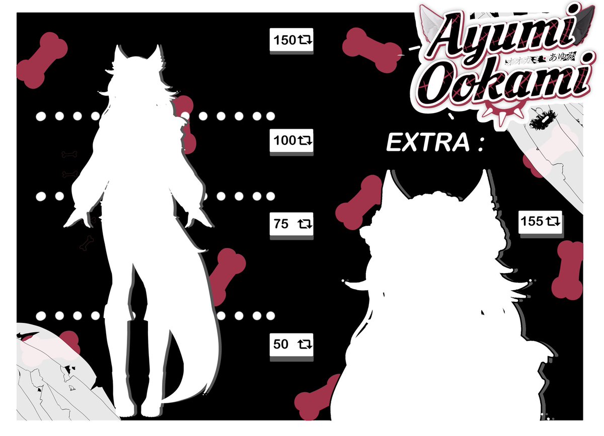 🐾 MODEL REVEAL 🐺
Awoo! I'm AyumiOokami!

Looking for someone who can accompany me around the full moonlight!
🦴 Please help me reveal my character so we can meet each other

🎨 : @/NanasPena
all the ♡s / rts are appreciated! 🫶🏻

 #Vtuber #VTuberUprising #VtuberID  #ModelReveal