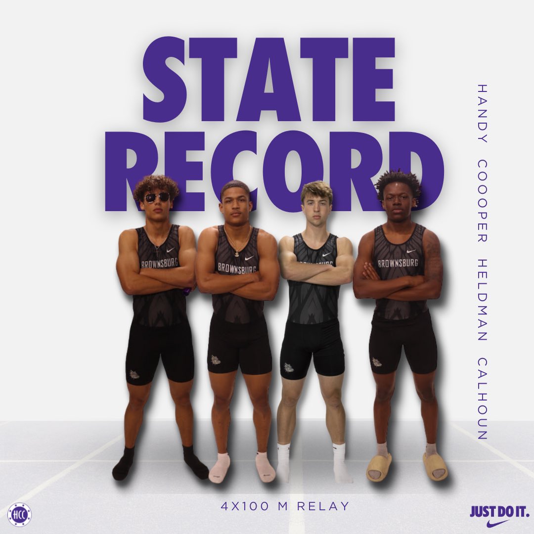 🚨STATE RECORD🚨

The 4x100 Relay of Josh Handy, Deandre Cooper, Caleb Heldman, &amp; Dominic Calhoun knocks down the state record from 1982 (Gary Roosevelt) in a time of 40.88!