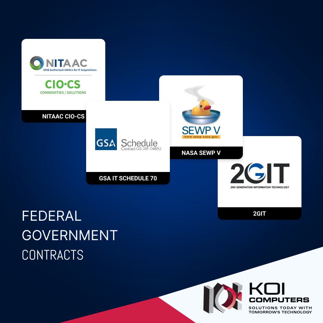 koicomputers's tweet photo. Federal procurement processes are complicated, like an intricate dance. 🕺🏽

Koi knows all the steps (Prime Contract Holder of NASA SEWP V, NITAAC CIO-CS and GSA IT Schedule 70 contracts) 

LEARN MORE https://t.co/bv6kH9zJpX!

#KOIcares #government #AI #HPC #engineers https://t.co/BeEg3BAAbu