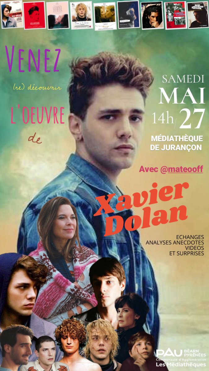 MATEOOff's tweet image. Je vous fais (re) découvrir l'oeuvre de Xavier Dolan. Analyses, Anecdotes, vidéos et surprises...
Samedi 27 mai, 14h, Médiathèque de Jurançon (64). #xavierdolan #jurancon #cannes #cinema #villedepau