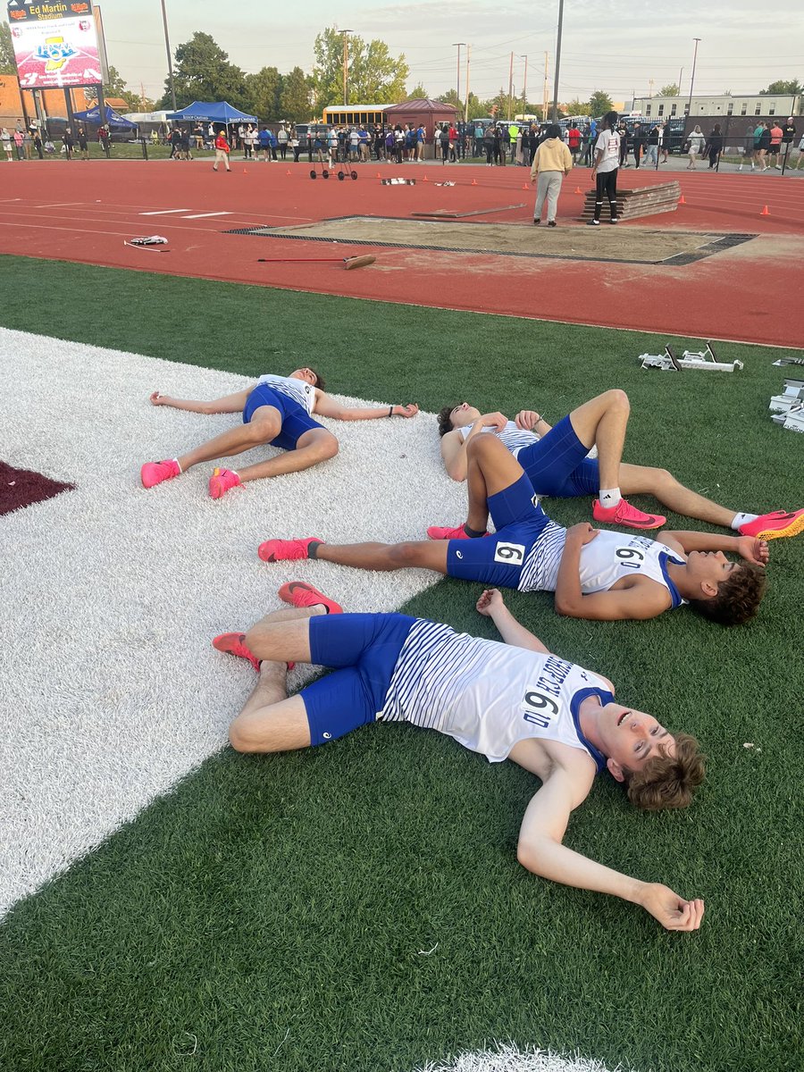 BCHSTrack1's tweet photo. They may be tired now but they sure did do amazing! The 4x4 advances to state with a third place finish! #statebound

We will see you in Bloomington💥 https://t.co/XGCV4qdRdv