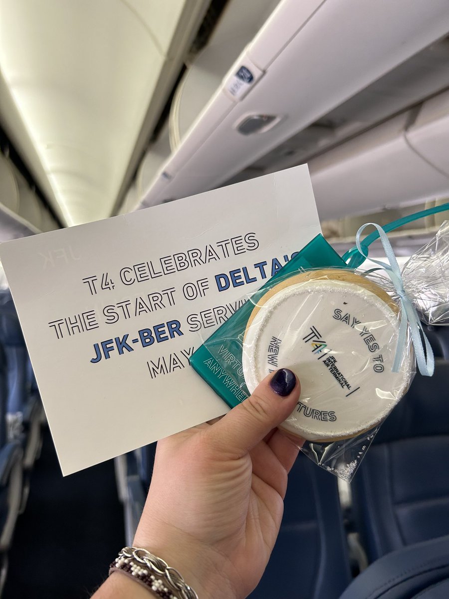 Avisconti's tweet photo. First people on the first @Delta direct flight to Berlin. Flying with @amanda__plzz. See you soon Germany. https://t.co/2jL4D9PHwk