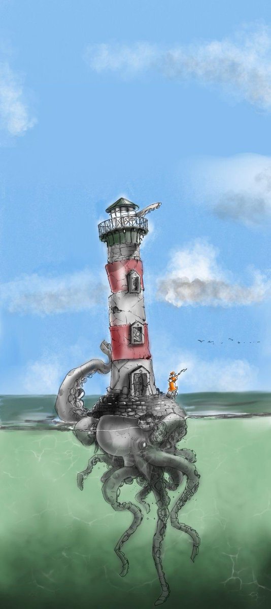For #TBT I’m staying with the #giantoctopus theme where the #octopus is using a #lighthouse as a decoy as part of #mermaid #mermay #illustration and drawn in @procreate
.
.
.
.
.
#art #drawing #nashvilleartist #mermay2023 #underthesea #siren #swimming #mermaidfantasy
