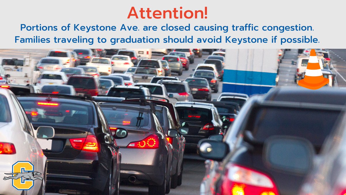 Attention graduating Greyhounds and families! Portions of Keystone Ave. are closed, causing backups. Please leave plenty of time to make your way to the State Fairgrounds and avoid Keystone if possible.