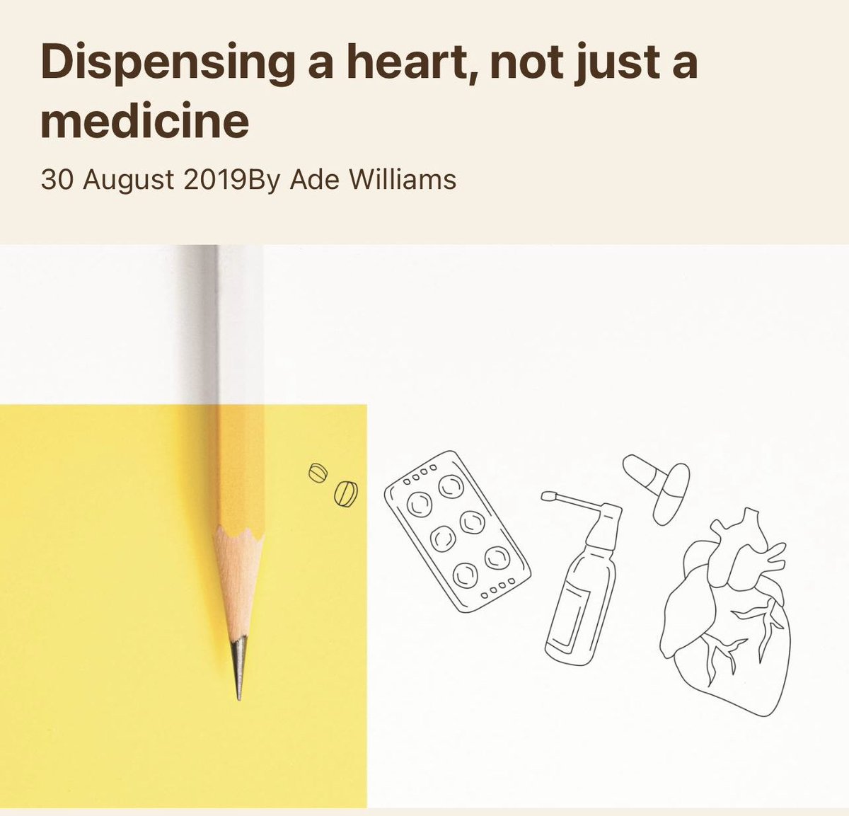 adewilliamsnhs's tweet photo. “Kindness, when married up with knowledge and expertise, enables pharmaceutical care but builds rewarding relationships too” If you have a few minutes to read one thing I have written, please can I ask that you read this? Thank you - https://t.co/iYV7nBcbhr https://t.co/Ok1ZcptNCR