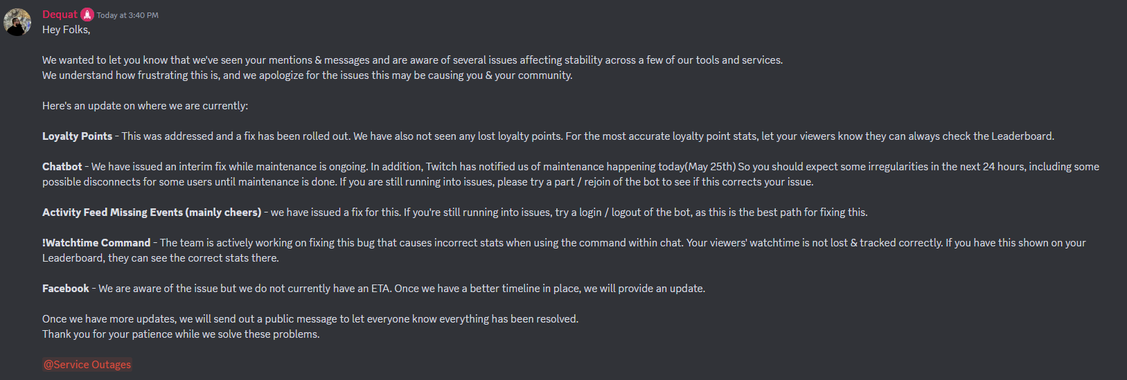 PLEASE Read!******** Discord server issue