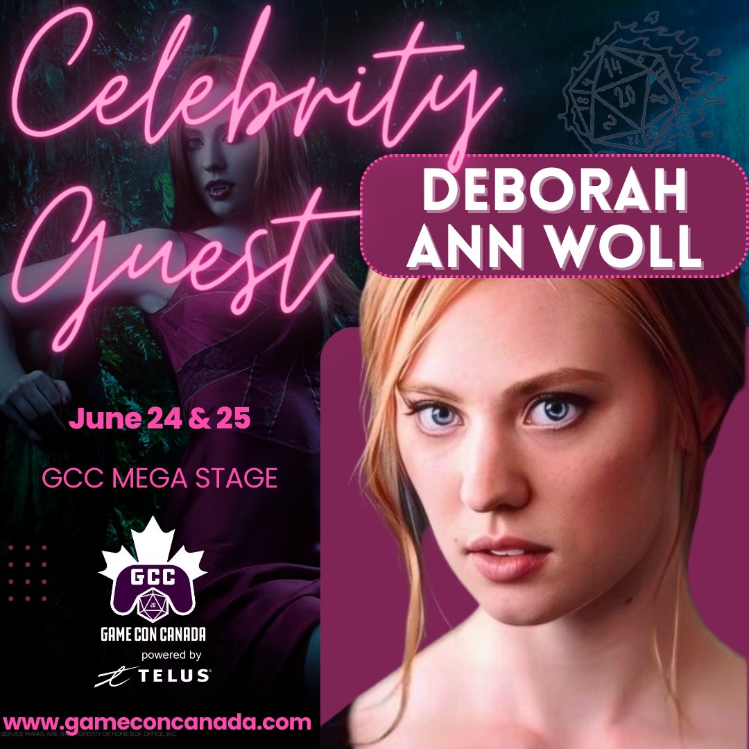 🌟🌟CELEBRITY GUEST ANNOUNCEMENT - @DeborahAnnWoll🌟🌟

Best known for her outstanding performances in @Daredevil @ThePunisher & @TrueBloodHBO, and in the #TTRPG space (@CriticalRole, #RelicsandRarities, & #ChildrenofÈarte), she'll be at GCC June 24 & 25 - meet her there!