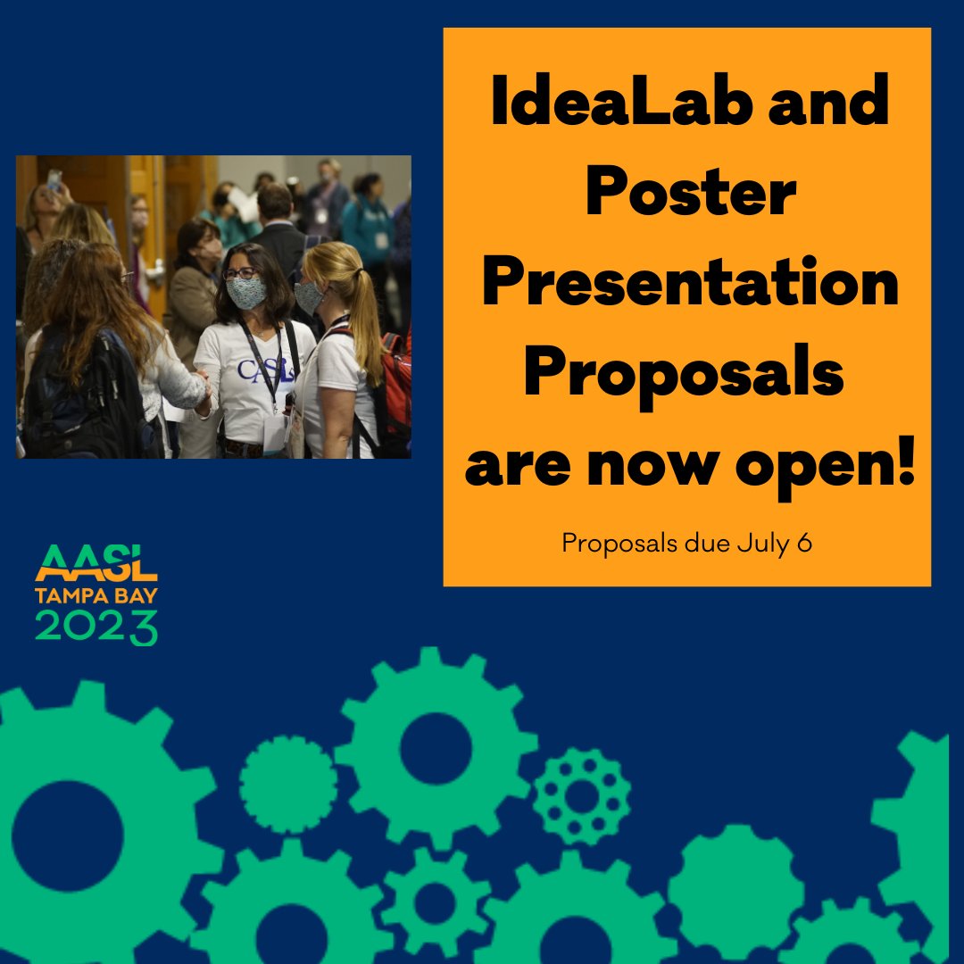 Want to get started presenting but not sure how? Come share your favorite school library practices with a national audience at #AASL23!

Submit your poster or IdeaLab proposal before July 6 at

ala.org/aasl/conferenc…