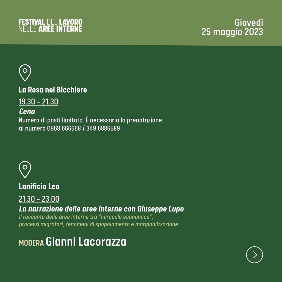 Sessione serale del Festival del lavoro nelle aree interne con <a href="/glacoraz/">Gianni Lacorazza</a> e <a href="/GiuseppeLupo8/">Giuseppe Lupo</a> in una location insolita #lanificioleo a Soveria Mannelli CZ #FLAI2023
