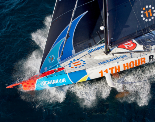 SamWoodIII's tweet photo. Did @11thHourRacing hit a whale? Crew sounds like it's been shaken. @theoceanrace https://t.co/zxNjT7azVr