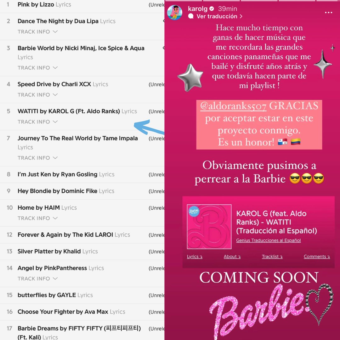El panameño #AldoRanks forma parte del 'Barbie: The Album', tracklist oficial de la película Barbie, en colaboración con #KarolG en el tema titulado “WATITI” Se espera que “Barbie”, llegue a los cines en julio de 2023.