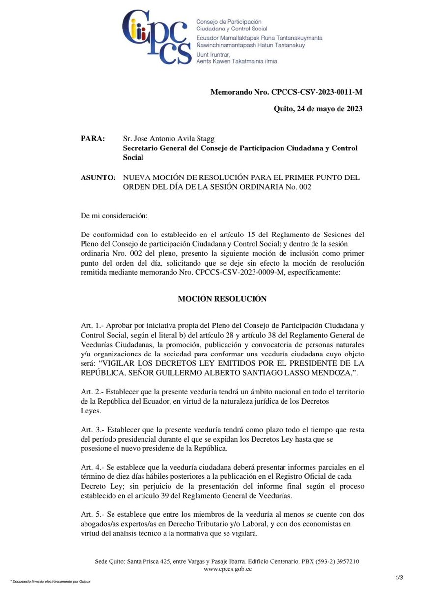 SaltosYadiraEc's tweet photo. @Ricardo_Vanegas @CpccsEc @LassoGuillermo @CorteConstEcu El @CpccsEc en sus atribuciones de #ControlSocial puede crear veedurías que viabilizan otras formas de democracia, la del debate público sobre todos los actos del poder político: los decretos-ley de @LassoGuillermo. 
Lea bien no vaya a ser que le quieran revocar el título de Abg. https://t.co/D9fi653uJw