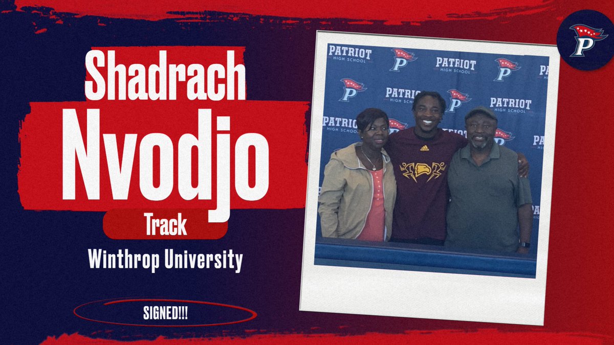 Congrats to Shadrach Nvodjo for signing to run track at Winthrop!  <a href="/PatriotXCTF/">PatriotPioneersXC/T&F</a>