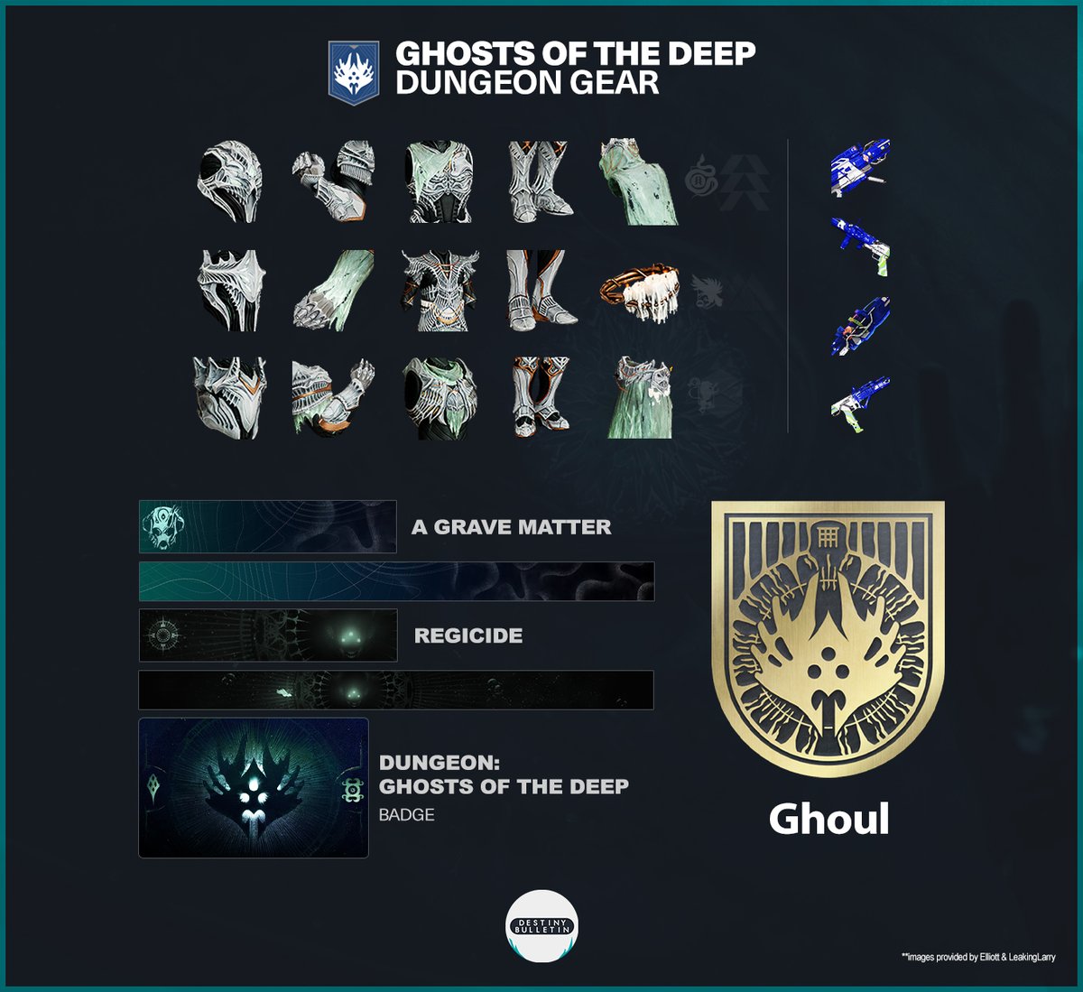 DestinyBulletn's tweet photo. NEW: Ghosts of the Deep Dungeon gear | #Destiny2

This new dungeon goes live tomorrow at reset! https://t.co/U179U3FBjU
