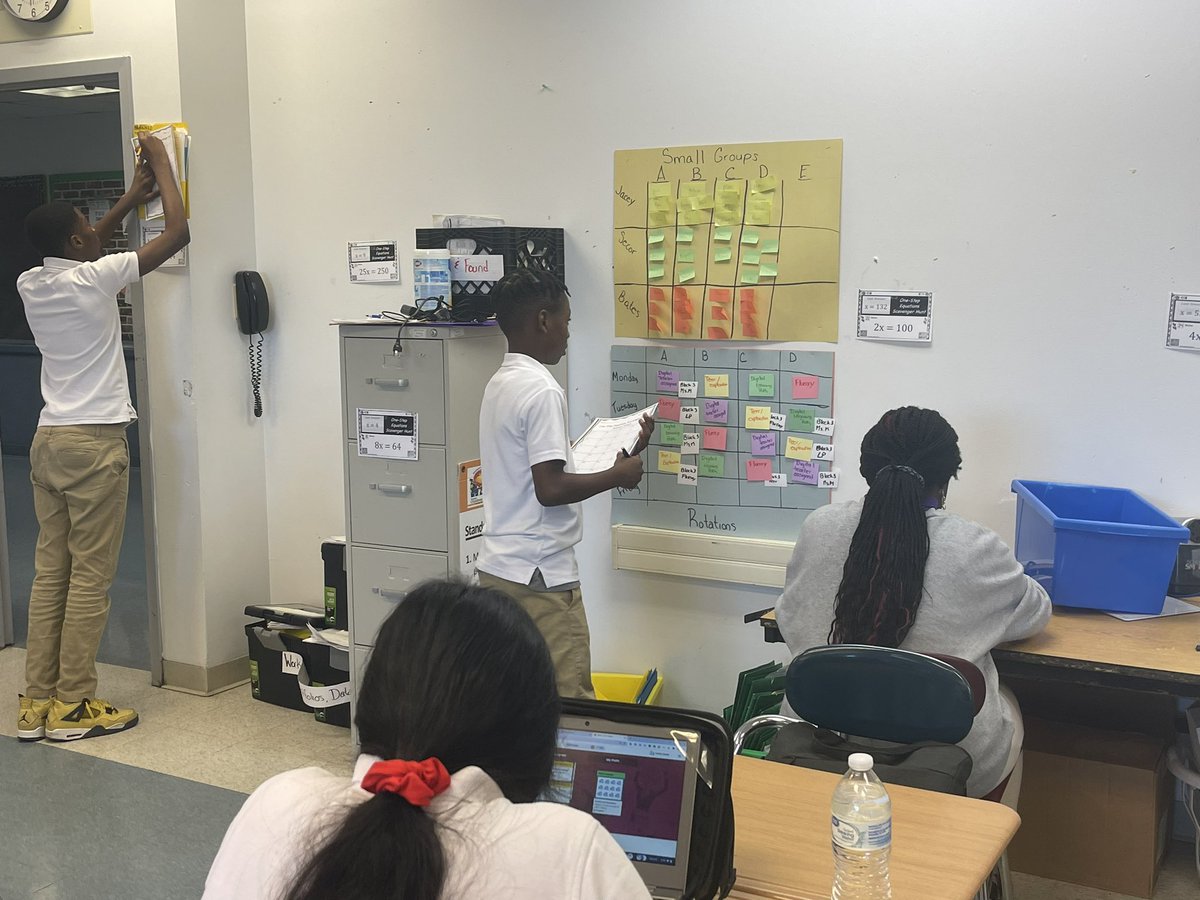 Today we worked on a scavenger hunt around the room solving equations! <a href="/RPCS369/">Rosa Parks Community School</a>