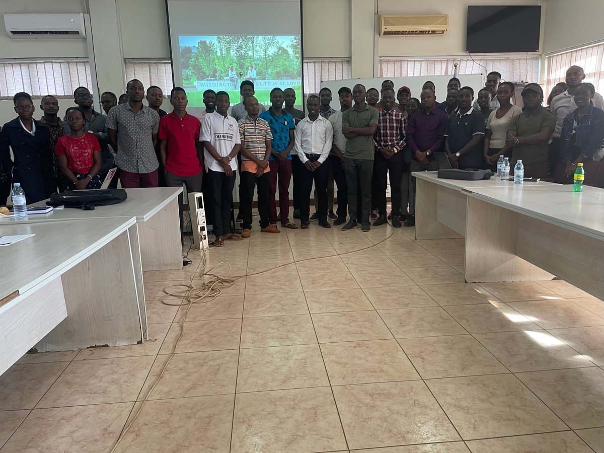 WashU_ICHAD's tweet photo. ICHAD’s former Research Study Coordinator and Graduate Research Assistant, Robert Kasumba held a WashU/McDonnell Scholars Academy information session on Monday, May 22nd at Makerere University School of Computing in Uganda with 79 attendees in person and on Zoom. https://t.co/O3j51DL0m8
