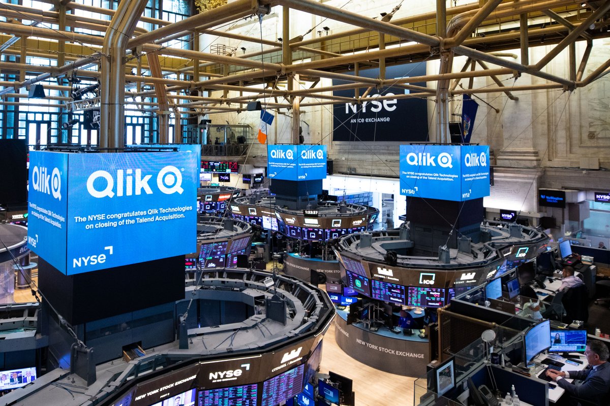 Thanks to the team at <a href="/NYSE/">NYSE 🏛</a> for celebrating our official acquisition of <a href="/Talend/">life</a> with our name up on the big screen. 🥰 We're excited for the next chapter of #QlikTalend!