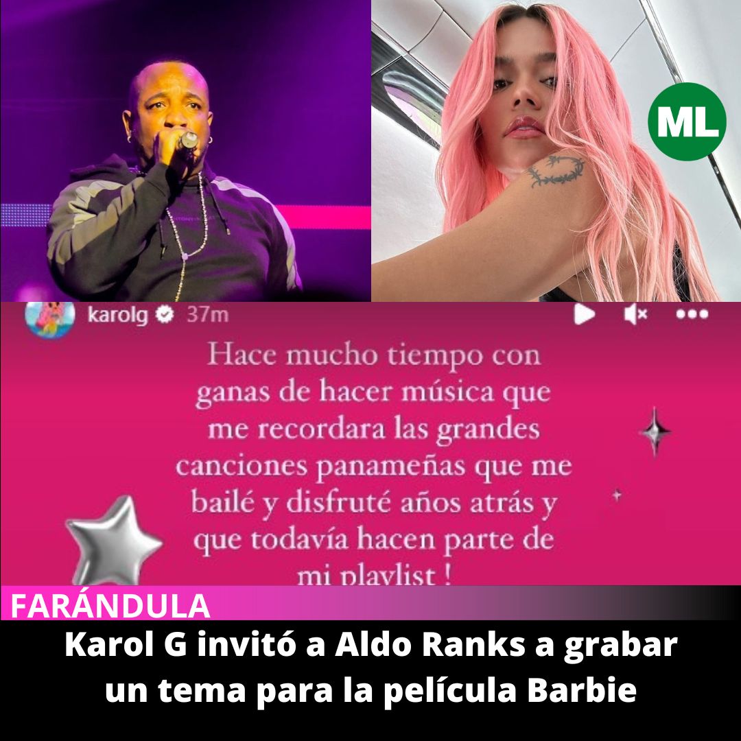 La cantante <a href="/karolg/">LABICHOTA</a> reveló que invitó a #AldoRanks a grabar un tema para el soundtrack de la película Barbie, que estrena el 21 de julio. “Gracias por aceptar estar en este proyecto conmigo. Es un honor. Obviamente pusimos a perrear a la Barbie”, dijo la “La Bichota”.