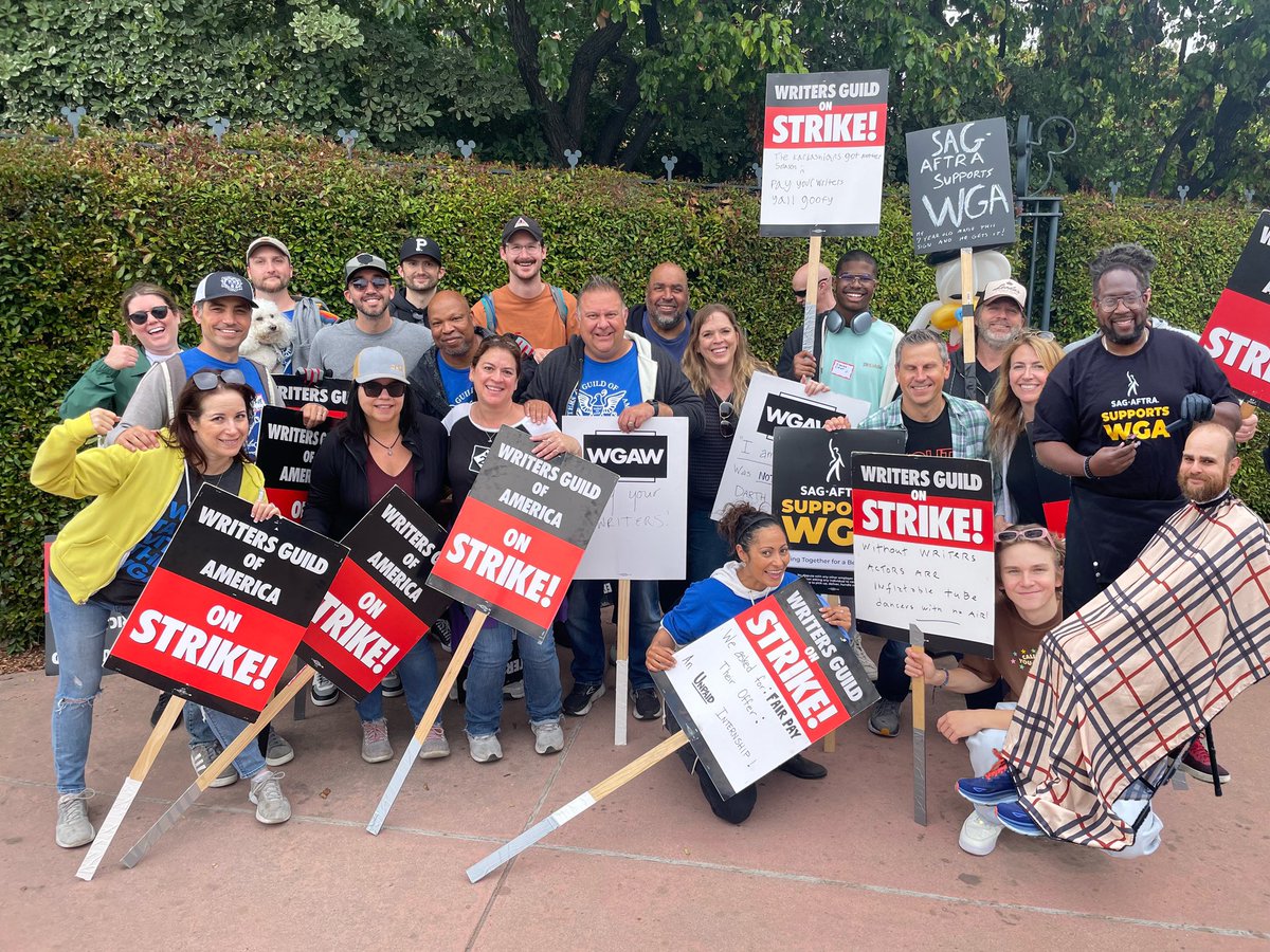It was #SideHustle day on the picket lines today!  So nice to see the whole gang again… #RespectTheHustle #WGA #WGAStrong #WGAStrike #WGAStrike2023 #WritersGuildOfAmerica #SAGAFTRA #DGA #IATSE #Teamsters RT plz