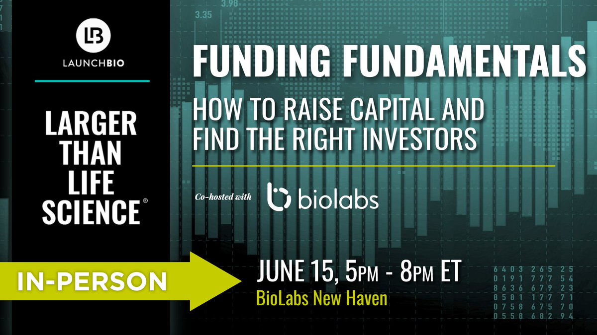 We return to #newhaven on June 15 for our next Larger Than Life Science event focused on Fundraising Fundamentals! This event is co-hosted with @biolabs Register here: eventbrite.com/e/larger-than-… #launchbio #lifesciences #event #connecticut #biotech #community #connections