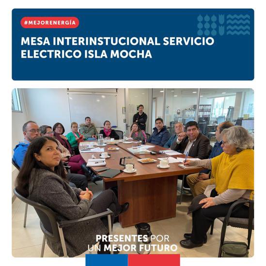 Energía Biobío (@energiabiobio) on Twitter photo Realizamos 2da Sesión de la Mesa Interinstitucional para la instalación del servicio eléctrico en Isla Mocha⚡️
La reunión liderada por la Seremi <a href="/d_espinozan/">Daniela Espinoza </a> busca entregar soluciones para mejorar la calidad de vida los vecinos y vecinas 💪🏼 Realizamos 2da Sesión de la Mesa Interinstitucional para la instalación del servicio eléctrico en Isla Mocha⚡️
La reunión liderada por la Seremi <a href="/d_espinozan/">Daniela Espinoza </a> busca entregar soluciones para mejorar la calidad de vida los vecinos y vecinas 💪🏼