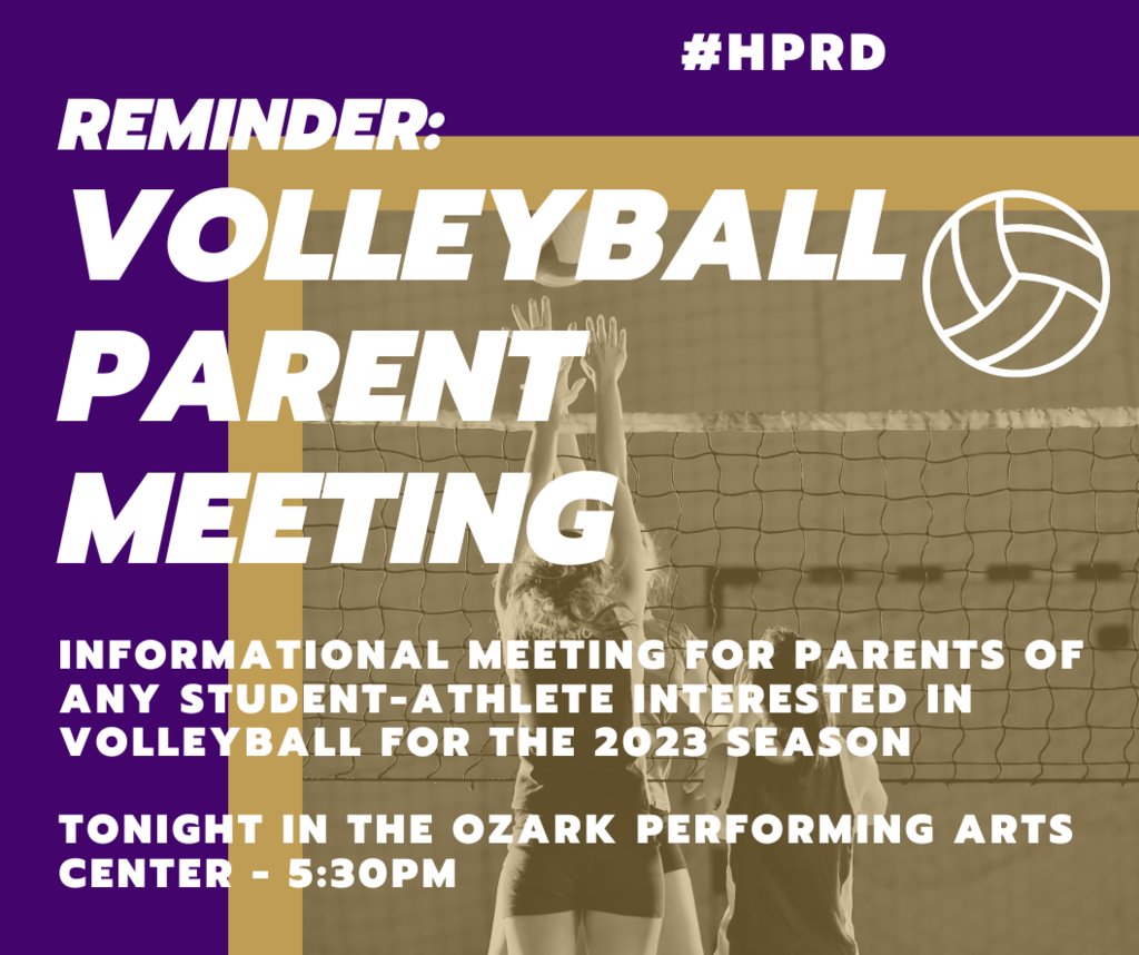 Volleyball Parent Meeting Tonight! #HPRD