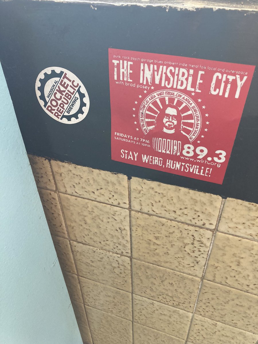 FootPoundForce's tweet photo. Always fun to see the stickers #SpottedInTheWild at #BanditoBurritoHSV for a lunch right after interviewing with @bradposeyradio for next week’s episode of #TheInvisibleCity. Tune in next Friday on @WLRH_893FMHD to find out what we said! https://t.co/uFkfEA7rxc