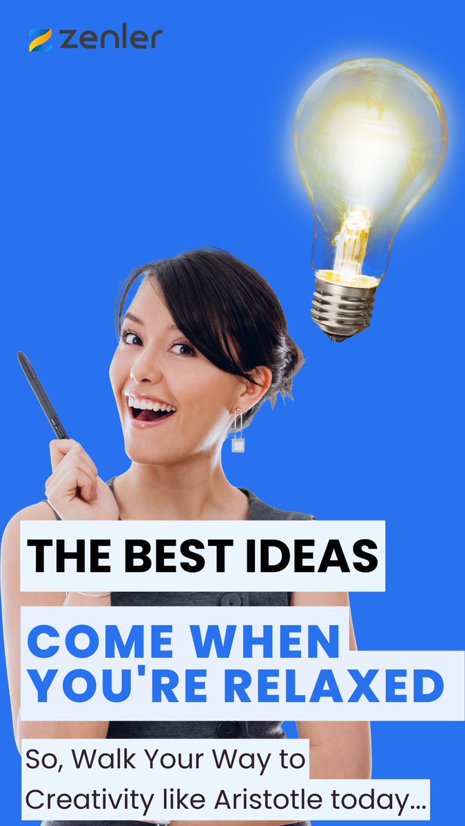 ZenlerHQ's tweet photo. 🌿Relaxation breeds the best ideas ✨
🚶♂️Take a walk today to release overwhelm and procrastination, just like Aristotle. 💭 Calm your mind and focus on the rest of your day🏡
💡Sign up for more tips: https://t.co/6BHAGbl5Y5
#HowToRelax #FocusTips #WorkAtHome https://t.co/BxutFA5Cig