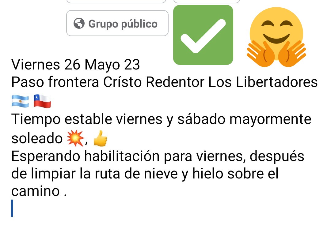 Carlosureta12's tweet photo. Viernes 26 Mayo 23
Paso frontera Crísto Redentor Los Libertadores 🇨🇱 🇦🇷 https://t.co/p4Bur1WLDh