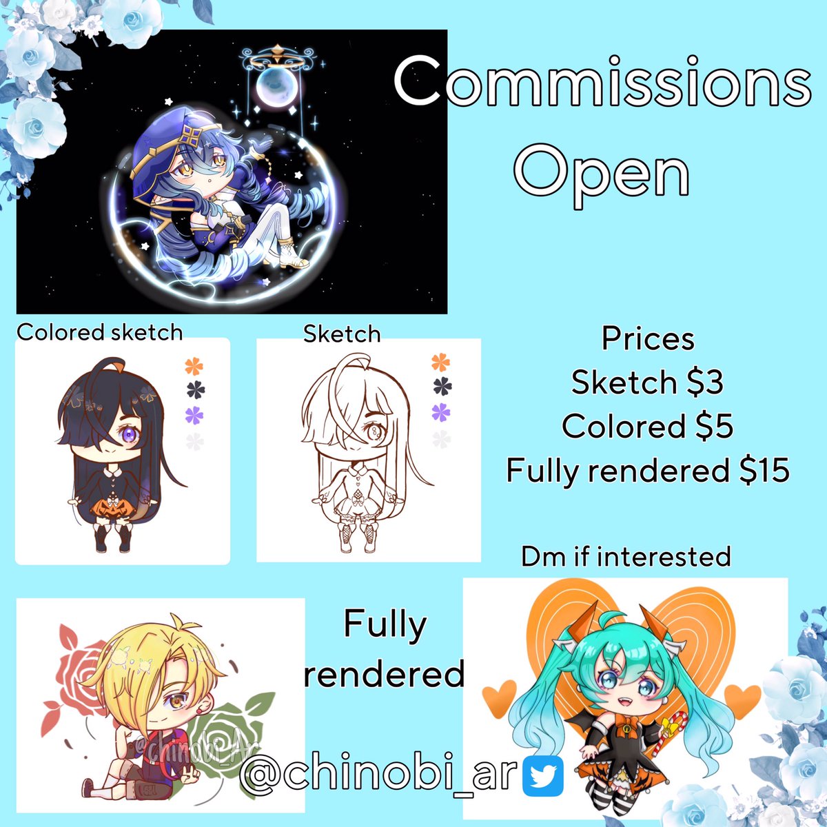 Commissions open 💗✨💙
Delectable chibis !💗
5 SLOTS OPEN  (●’◡’●)ﾉ✏️
#Commission #commissionopen #lookingforwork #arttwt #commissionsopen