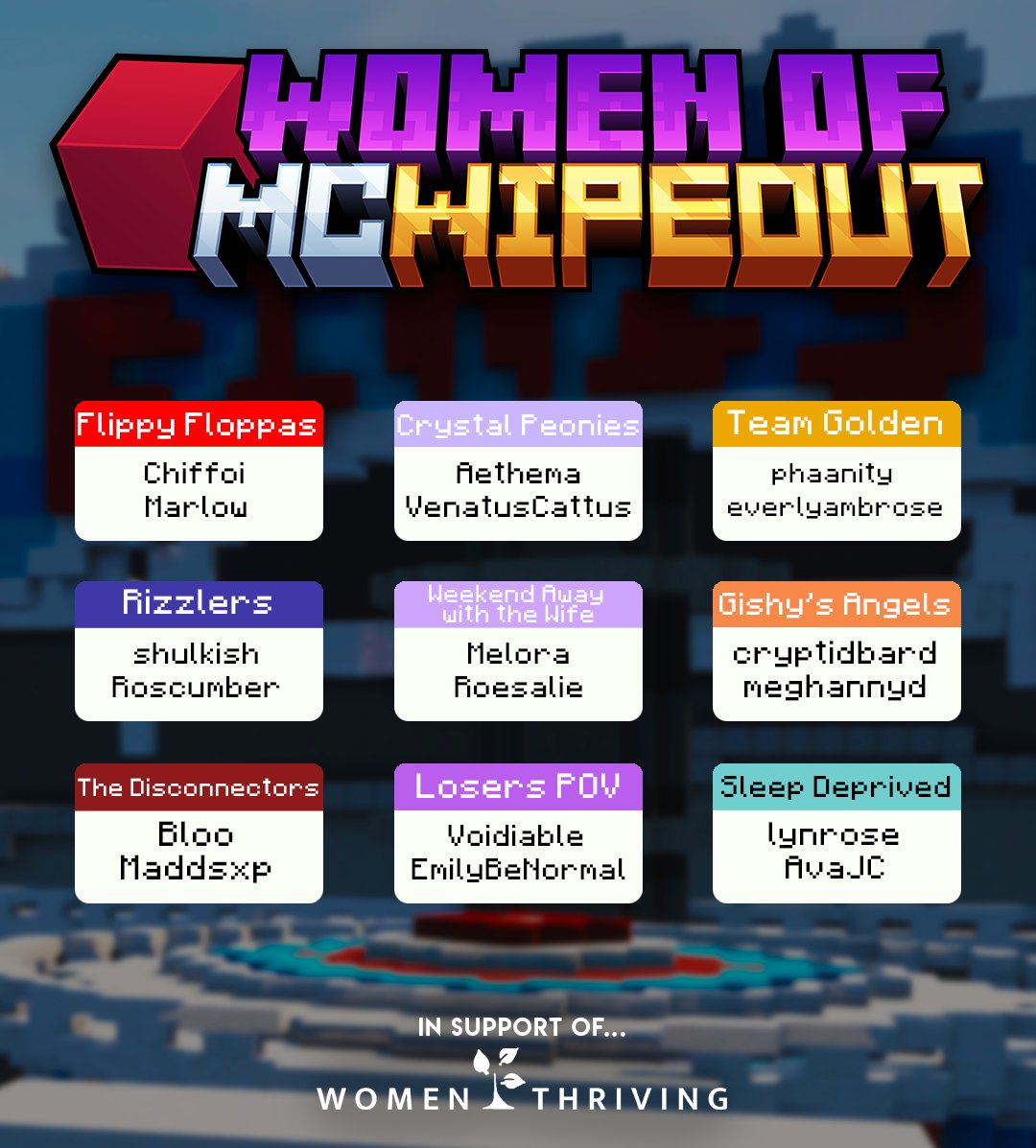 Introducing the first teams for Women Of MCWipeout! ⭐

📆 Watch them compete on Sunday 28th at 3pm EST