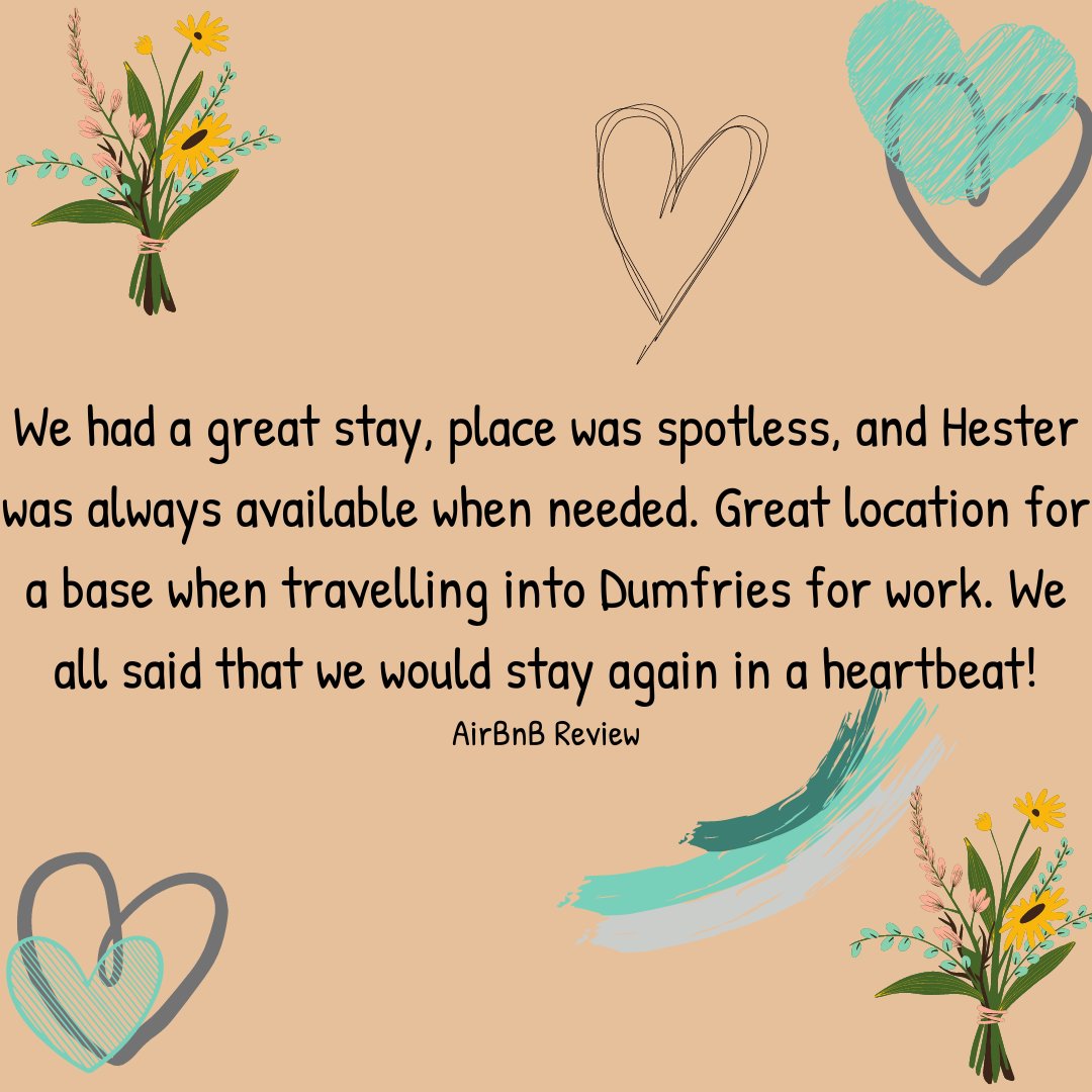 We're loving reading our guest feedback. Why not book a stay and come and experience our cosy cottage for yourself. We still have availability for the upcoming Summer Holidays and Autumn breaks #ArdenHolidayCottage #DumfriesAndGalloway #DGWGO #VisitScotland #MidweekBreak