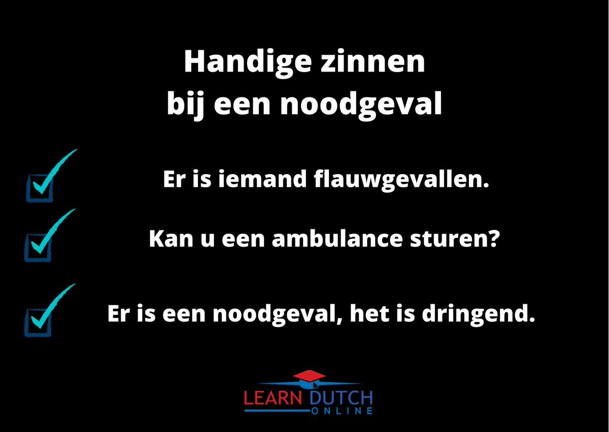 Someone fainted.

Can you send an ambulance?

There's an emergency, it's urgent.

#learndutchonline 
#OnlineLanguageLearning #DutchLessons #DutchLanguage #LanguageLearning #VirtualClassroom #StayAtHome #ComfortLearning #ExpertTeachers #InteractiveLessons #LanguageSchool…