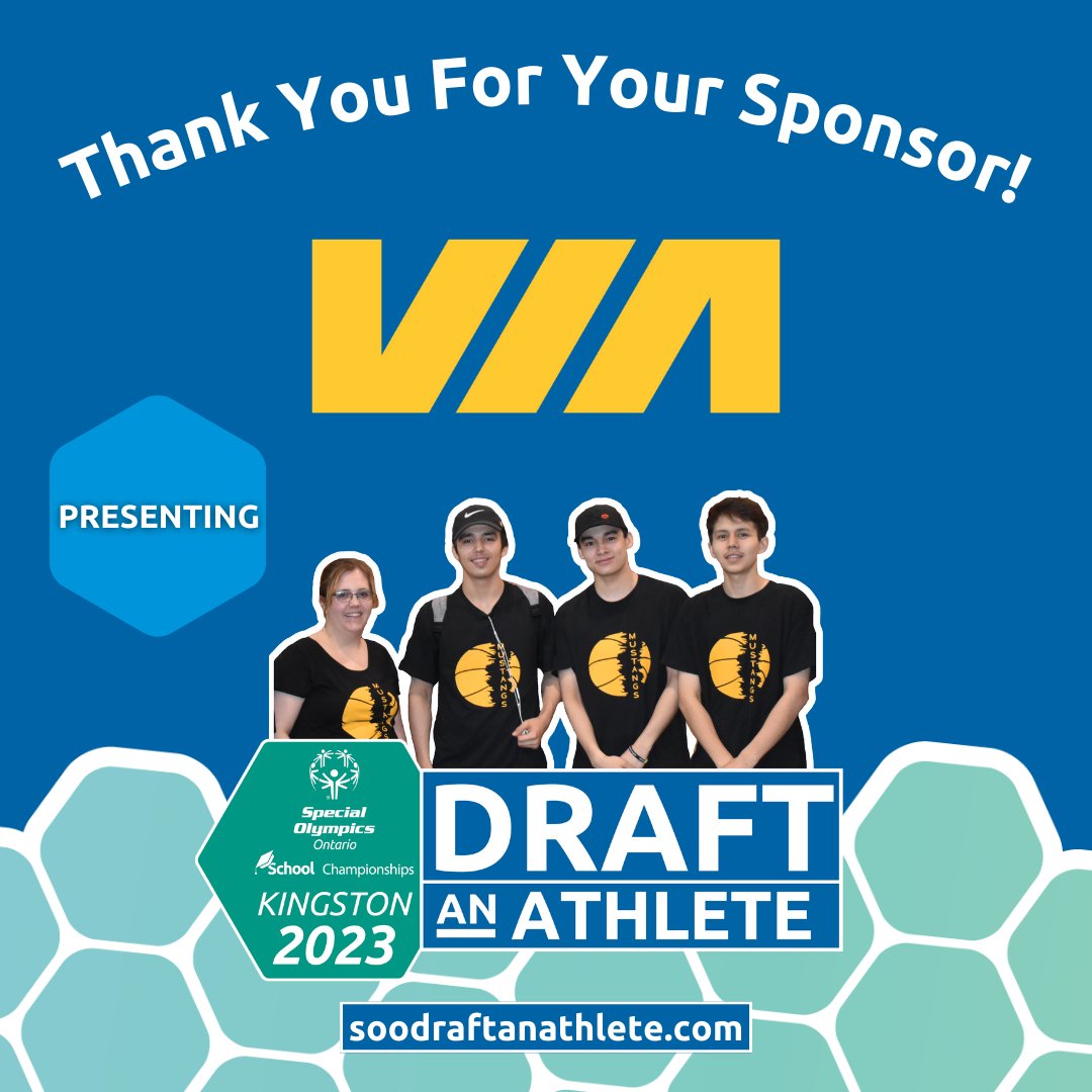Thank you, <a href="/VIA_Rail/">VIA Rail Canada</a>, for becoming a Presenting Sponsor with your donation of $35,000!  

SOO and our athletes want to thank everyone for their donations and continued support. If you would like to become a partner, you can visit soodraftanathlete.com to learn more!