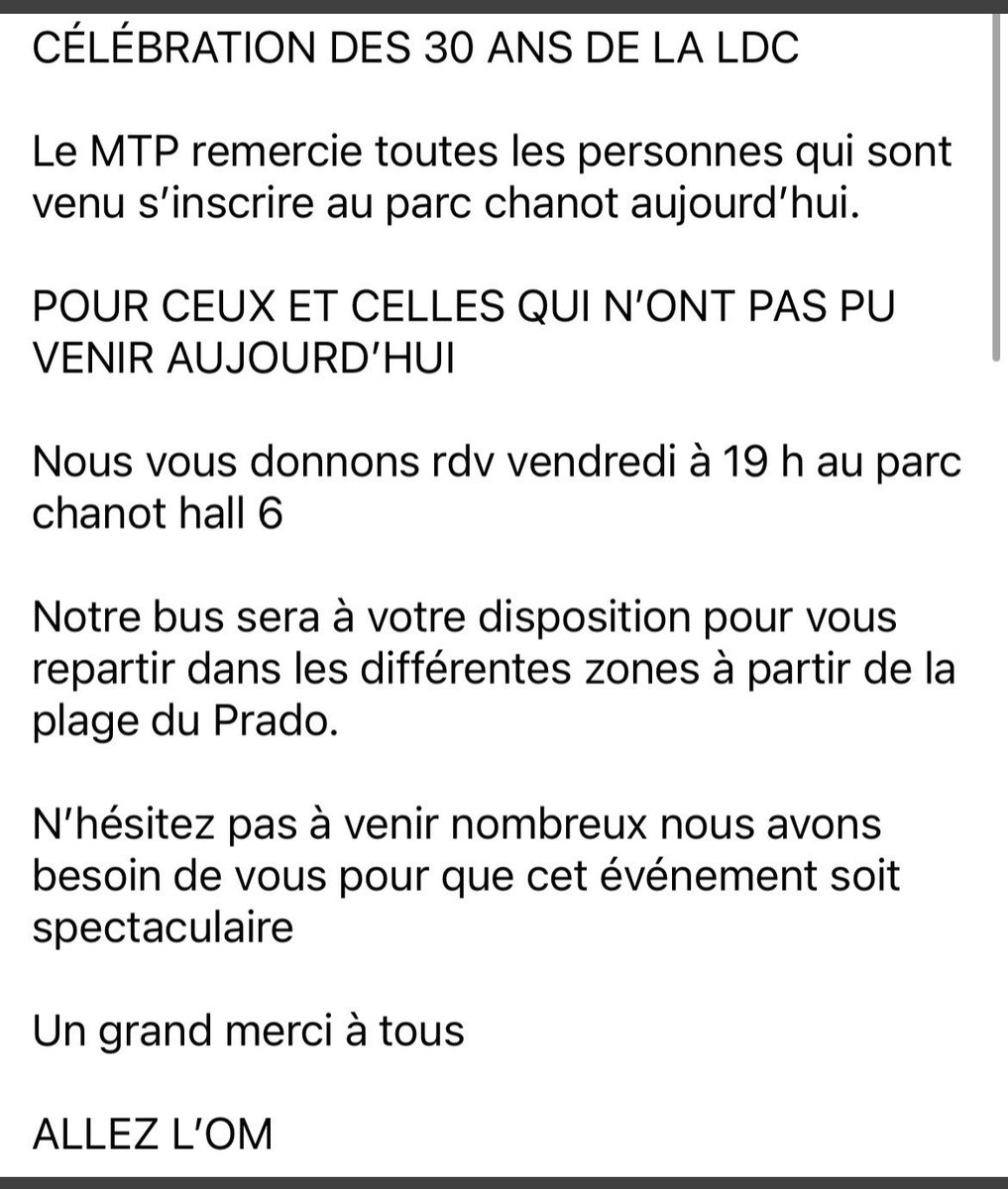 Venez nombreux demain partagez tous 💙🤍💙🤍 <a href="/MTP_1994_/">MTP 1994</a> <a href="/OM_Officiel/">Olympique de Marseille</a>