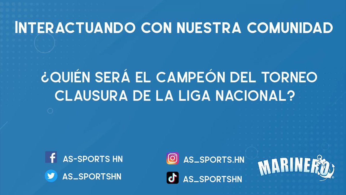 ¡Interactúa con nosotros, queremos saber sus opiniones! Leeremos sus comentarios en vivo en #ASSports gracias a Marinero ⚓️Conéctate con @Powerfmhn en punto de las 11am.📲 

#Honduras #LigaNacional #torneoclausura #olanchofc #olimpia #final #futbol #olancho #tegucigalpa #sps #hn